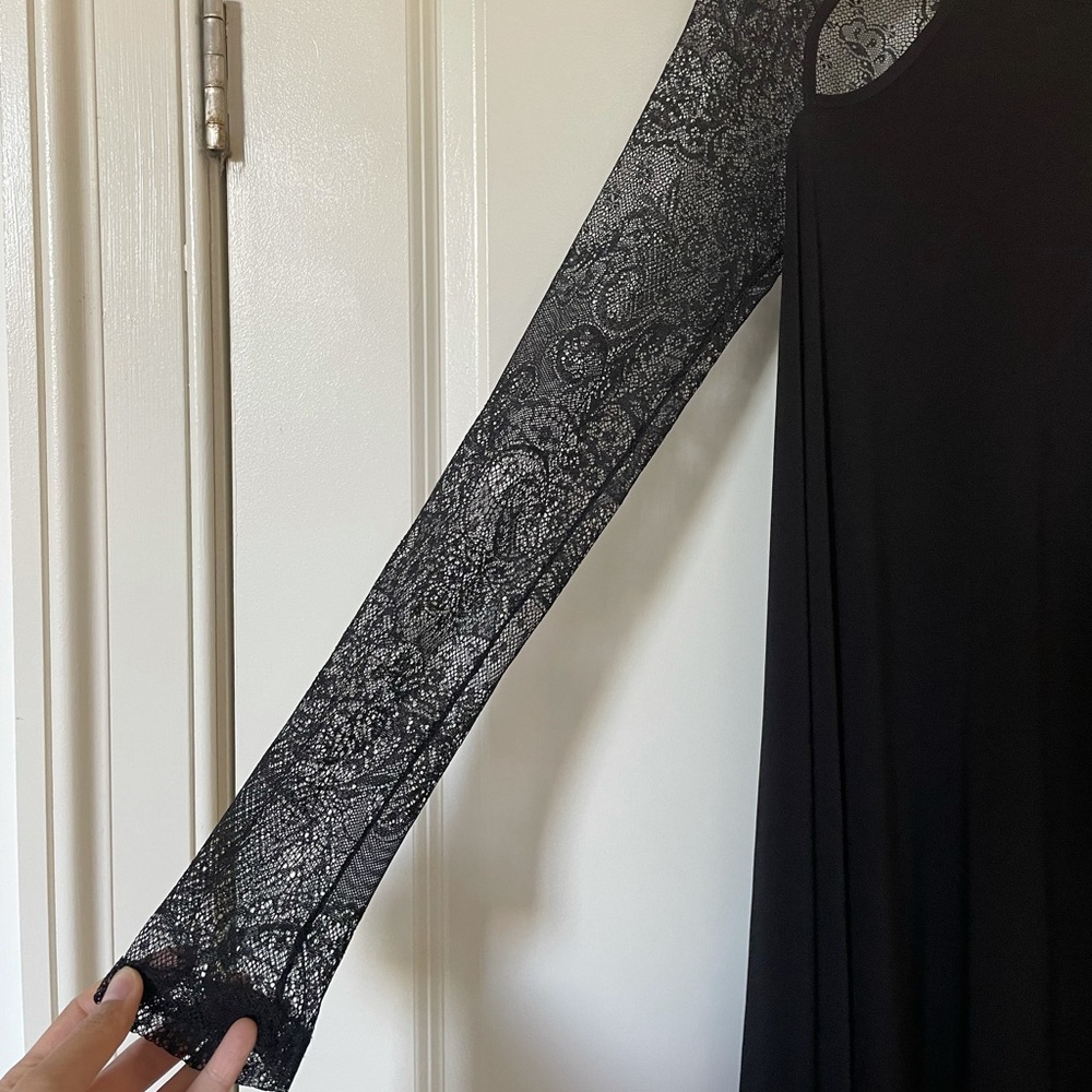 NWOT ASOS Black Lace Insert Swing Dress - Picture 8 of 9